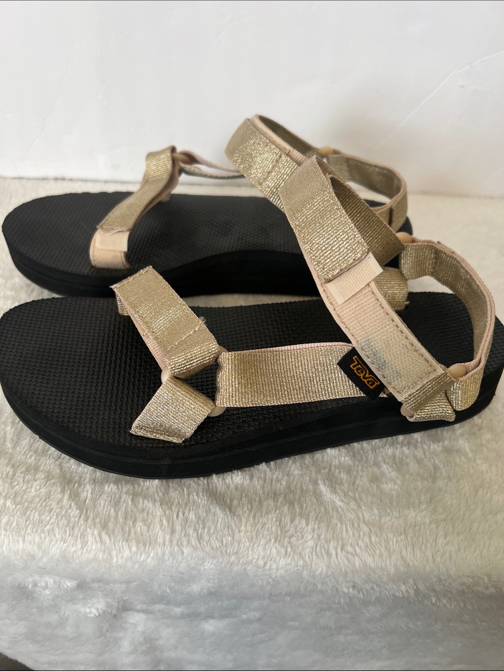 Teva Women’s Sandal in Gold and Black Straps